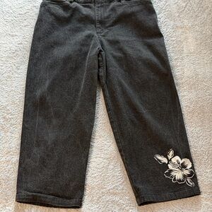 Rafaella Black Denim Capri Pants with Silver Button